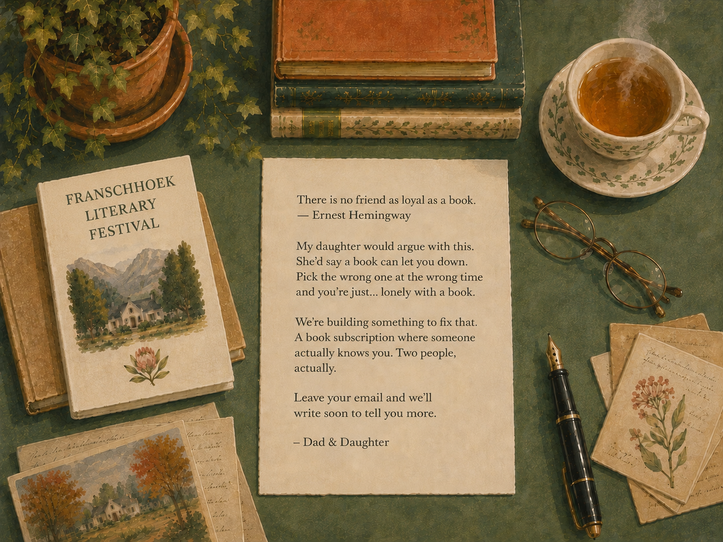 Literary desk scene with letter from LetterBooks